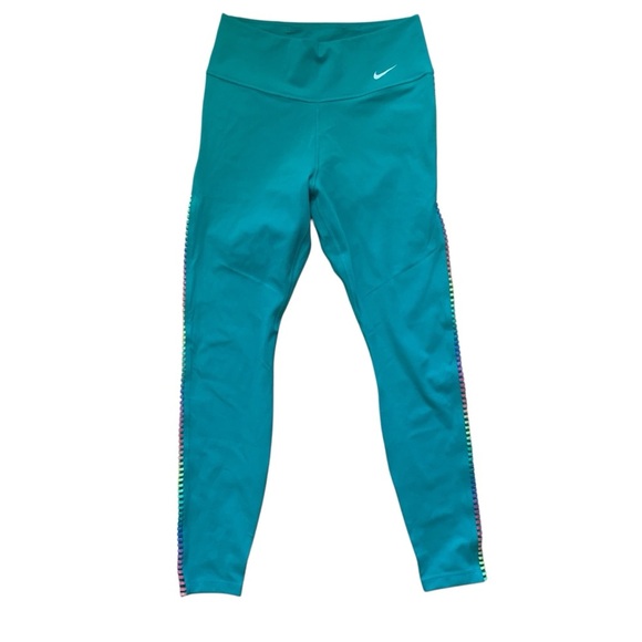 Nike One Dri Fit Green Rainbow Ladder 7/8 Training Tights Size Small - Picture 2 of 7